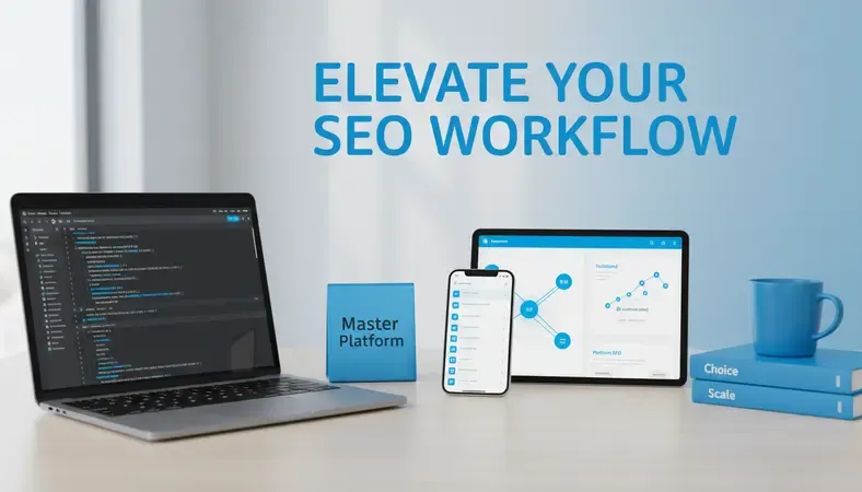 Side-by-side visualization of traditional vs platform SEO workflows and efficiency metrics