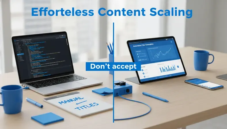 Side-by-side comparison of manual vs automated title creation workflow
